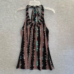 The Limited Y2K Halter Top Womens Medium Backless Stretch Neutrals Turquoise